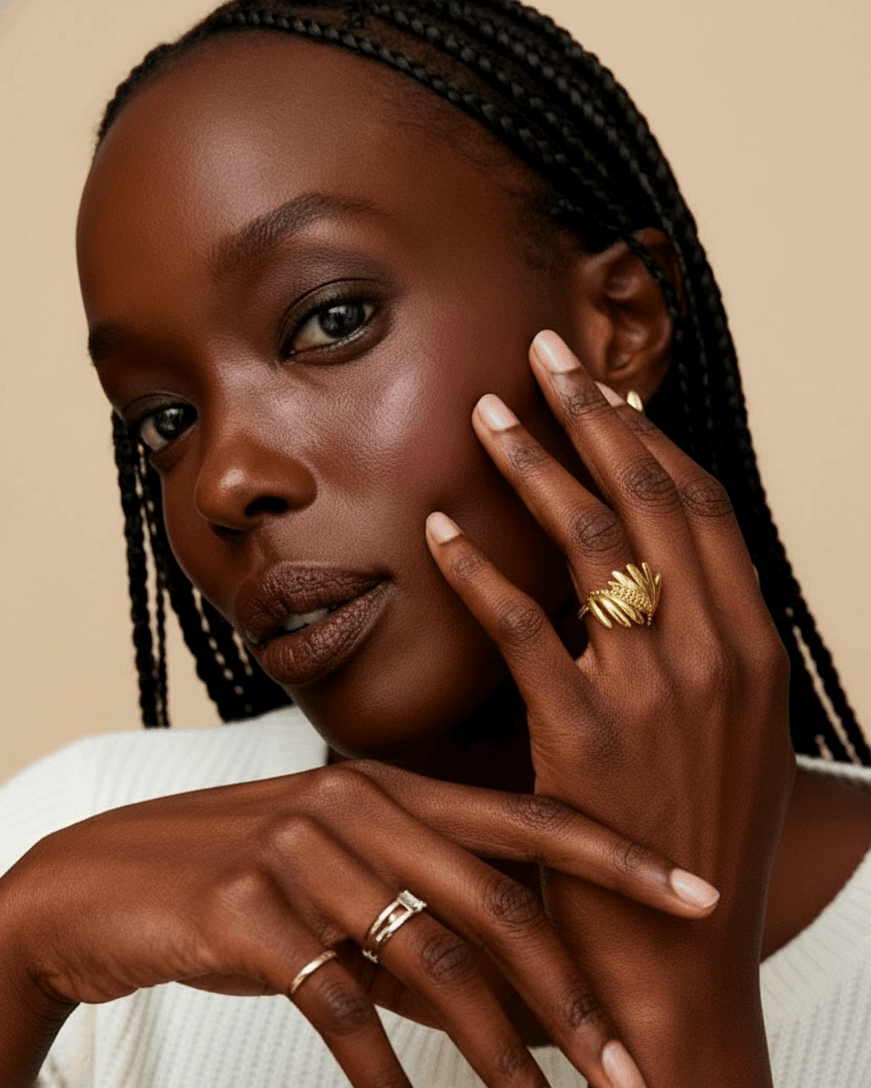 Cocktail Ring worn on hand – bold 18K gold tarnish-free by BILARRI
