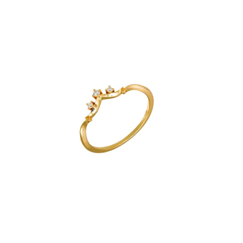 925 Silver Star Zircon Ring 14K Gold Plated BILARRI